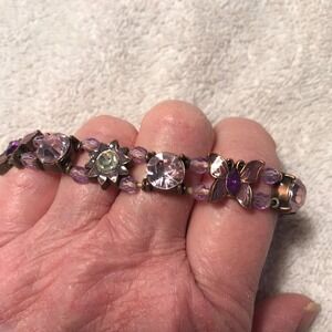 Vintage Avon 2002 Amethyst Color Metal Stretch Bracelet